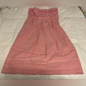 CYNTHIA STEFFE PINK & WHITE STRAPLESS PLEATED FRONT DRESS SIZE 4